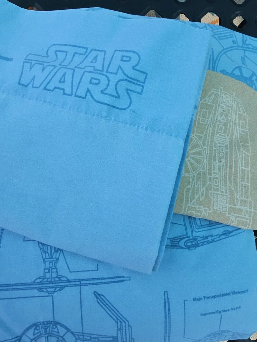1997 Lucasfilms Star Wars TIE Fighters Blueprint Twin Fitted Sheet & 2 Pillowcas
